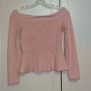 BCBGMAXAZRIA blush pink off the shoulder blouse - xs